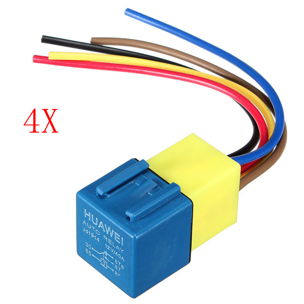 

4x Automotive Relay with Wiring Harness and Socket 12Volt 30A 40A